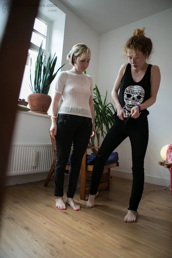 Lesbians Sonya & Olga V reveal pert breasts while dressing after girl-girl sex  - Amateur, Short Hair, Non Nude  - Photo 16