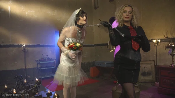 Maitresse Madeline Marlowe pegs sissy bride before getting dicked by her hubby  - Cuckold, Crossdresser, Wedding, Wife, Femdom, Pegging, Hotwife, Boots, BDSM, Bondage  - Photo 3