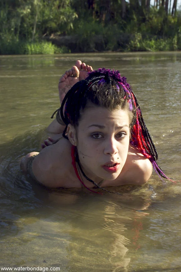 Naked girl Mallory Knots is tied up with rope while in a shallow body of water  - Bondage, BDSM, Mature, Fetish, Wet, MILF, Blonde, White, Brunette  - Photo 13