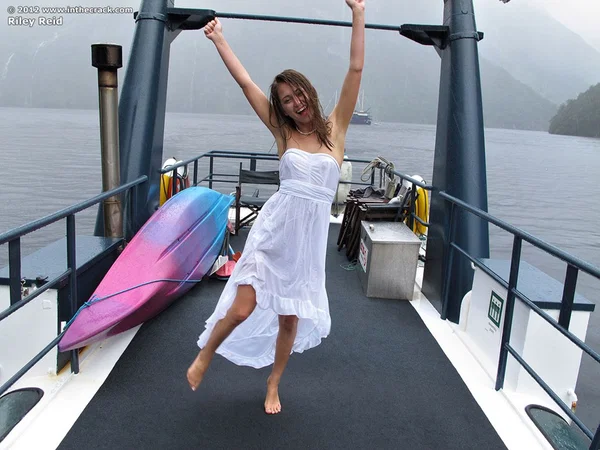 Small titted gold digger Riley Reid stripping and masturbating on the yacht  - Outdoor, Babe, Pussy, Panties, Shaved, Ass, Feet, Spreading, Close Up, Clothed  - Photo 4