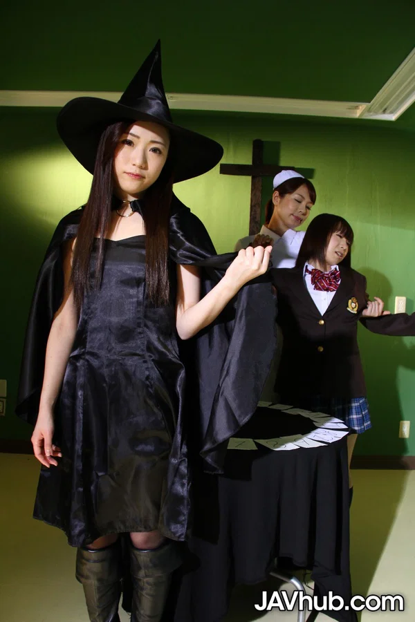 Japanese chicks practice the dark arts while wearing cosplay outfits  - Cosplay, Nun, Japanese, Asian, Nurse, Uniform, Skirt, Brunette, Non Nude  - Photo 11
