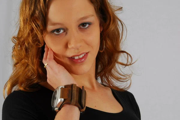 Natural redhead Sabine shows off her OOZOO cuff watch while fully clothed  - Redhead, Clothed, Boots, Face, Jeans, Amateur, Skirt, Solo, Babe, Beautiful  - Photo 8