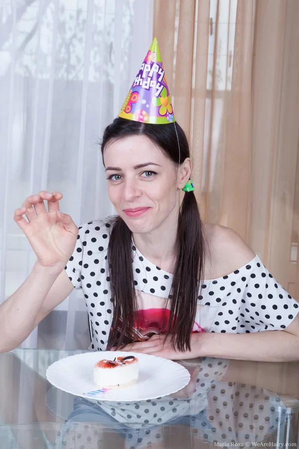 Skinny birthday girl Maria Rosa strips on glass table to toy her hairy hole  - Hairy, Anal, MILF, Dildo, Feet, Spreading, Non Nude, Brunette, Pussy  - Photo 4