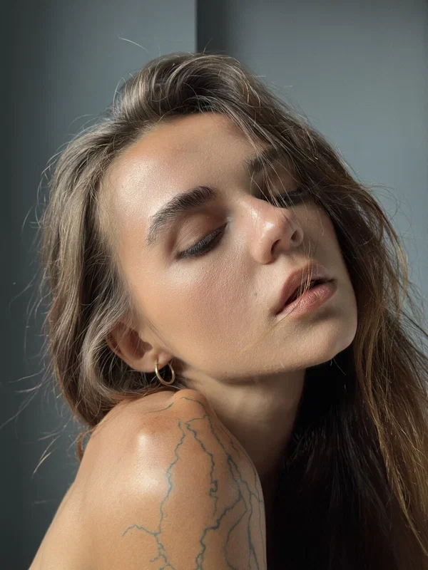 An Vavx shows her tongue while playing with her long hair during a tease shoot  - Teen, Amateur, Panties, Tattoo, Sexy, Ass, Tiny Tits, Glamour, Model, Babe  - Photo 14