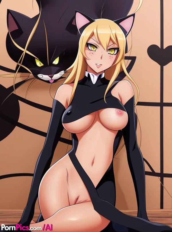 Wasp-waisted Hentai babe Cat Noir shows off her big tits & her puffy pussy  - Photo 5