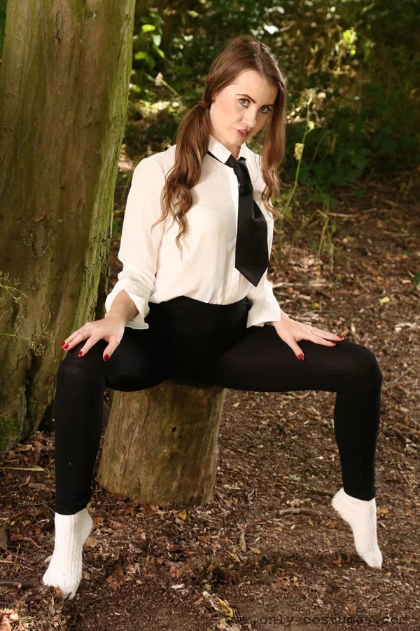 Young looking girl strips down to white panty hose after getting out of a unifor  - Schoolgirl, Cute, Boots, Socks, Uniform, Teen, Non Nude, Undressing, Amateur, Beautiful  - Photo 8