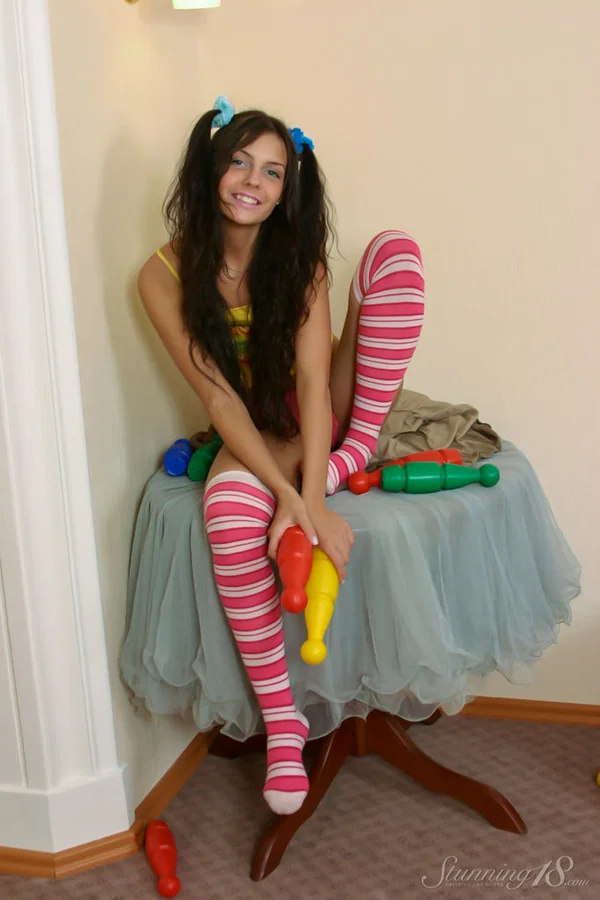 Barely legal Latina teen Isabella gets naked in over the knee socks  - Socks, Latina, Pigtails, Teen, Panties, Model, Tiny Tits, Ass, Spreading, Pussy  - Photo 3