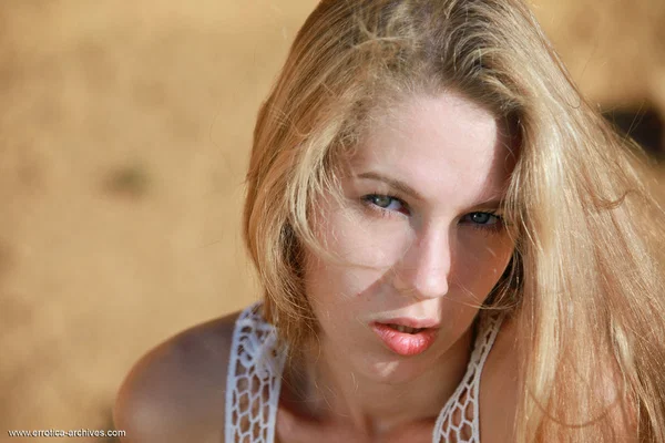 Hot blonde teen Genevieve Gandi gets totally naked on driftwood at the beach  - Teen, Model, Outdoor, Tall, Beautiful, European, Pussy, Spreading, Close Up, Shaved  - Photo 5