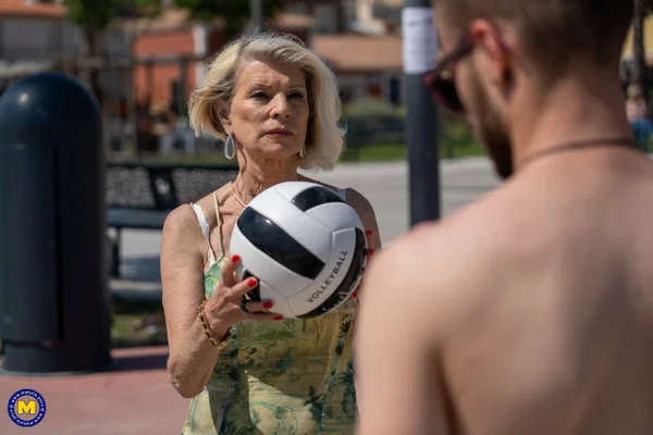 Blonde granny Eva Delage picks up a couple of boys for a bout of MMF sex  - Granny, MMF, Threesome, Reality, Public, Big Cock, Blowjob, Groupsex, Outdoor, Amateur  - Photo 2