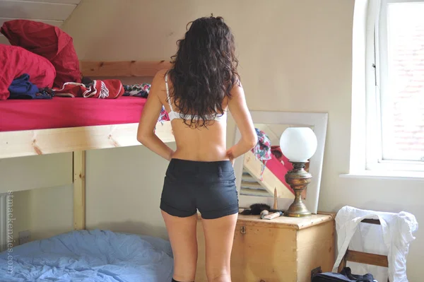 Hot ass brunette on high heels Nicola Rocco uncovering her graceful curves  - Beautiful, Ass, Shorts, Babe, Socks, Panties, Lingerie, PAWG, Solo, High Heels  - Photo 6