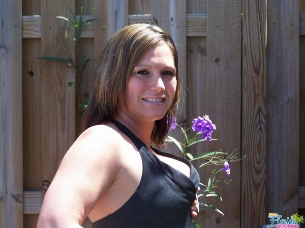 American amateur Toni exposes herself on a backyard patio during solo action  - MILF, Outdoor, Nipples, Close Up, Ass, Clothed, PAWG, Big Tits, Upskirt, Panties  - Photo 1