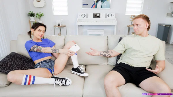 Brunette teen Angel Windell teases her stepbrother before they fuck  - Hardcore, Teen, Pigtails, Tattoo, Shorts, Skinny, Tiny Tits, Doggy Style, Jeans, Pussy Licking  - Photo 4
